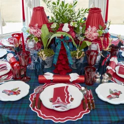 Burgundy Flocked Fir Tree (Pair)