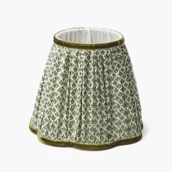 Burnt Bamboo Rechargeable Lamp with Olive Lotus Shade (18cm)
