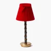 Burnt Bamboo Rechargeable Lamp with Red Velvet Bow Shade (18cm)