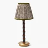 Burnt Bamboo Rechargeable Lamp with Chocolate & Olive Lotus Shade (18cm)