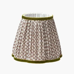 Burnt Bamboo Rechargeable Lamp with Chocolate & Olive Lotus Shade (18cm)