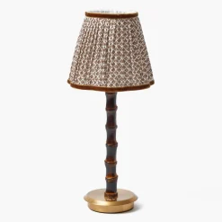 Burnt Bamboo Rechargeable Lamp with Chocolate Lotus Shade (18cm)