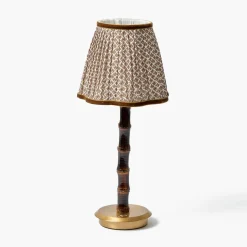 Burnt Bamboo Rechargeable Lamp with Chocolate Lotus Shade (18cm)