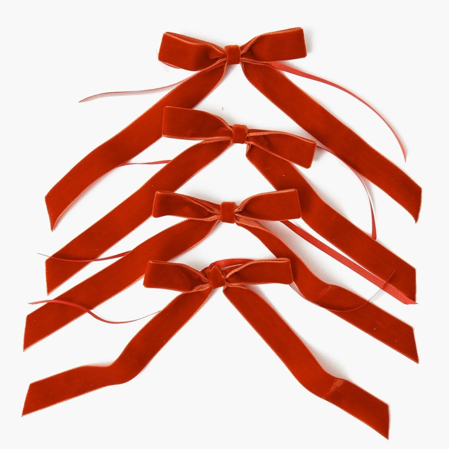 Burnt Orange Velvet Bows (Set of 4) - 20cm