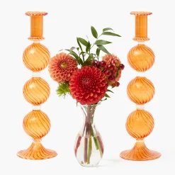 Camille Orange Candle Holder (Pair)