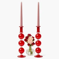Camille Red Candle Holder (Pair)