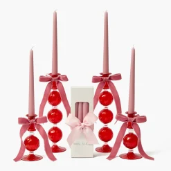 Camille Red Ribboned Candle Set (Pink)