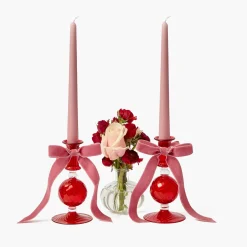 Camille Red Ribboned Candle Set (Pink)