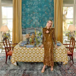 Caramel Ikat Tablecloth