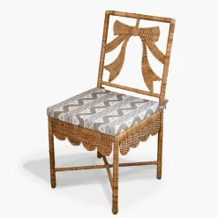Celine Bow Rattan Chair with Putty Ikat Cushion
