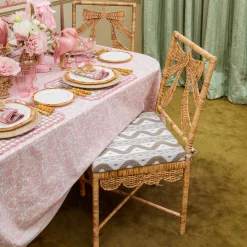 Celine Bow Rattan Chair with Putty Ikat Cushion