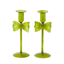 Celine Green Glass Bow Candlescape (Gold)