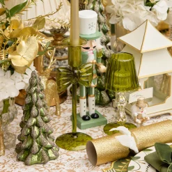 Celine Green Glass Bow Candlescape (Gold)
