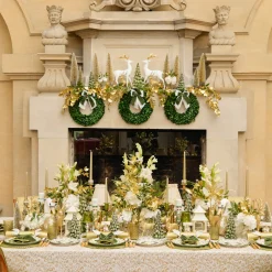 Celine Green Glass Bow Candlescape (Gold)