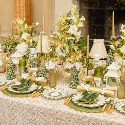 Celine Green Glass Bow Candlescape (Gold)