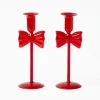 Celine Red Glass Bow Candle Holder (Pair)