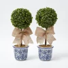 Chinoiserie Faux Potted Boxwood Tree (Pair)