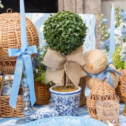 Chinoiserie Faux Potted Boxwood Tree (Pair)