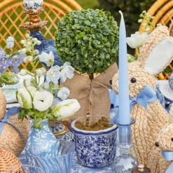 Chinoiserie Faux Potted Boxwood Tree (Pair)