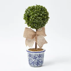 Chinoiserie Faux Potted Boxwood Tree (Pair)
