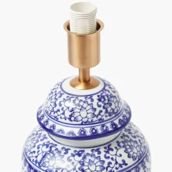 Chinoiserie Rechargeable Lamp & Cobalt Ikat Shade (22cm)