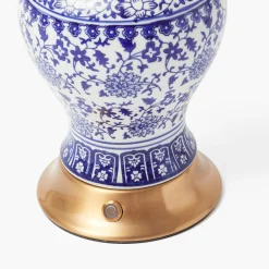 Chinoiserie Rechargeable Lamp & Cobalt Ikat Shade (22cm)