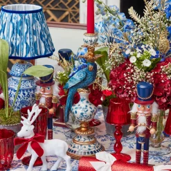 Chinoiserie Rechargeable Lamp & Cobalt Ikat Shade (22cm)