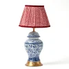 Chinoiserie Rechargeable Lamp with Red Lotus Shade (22cm)