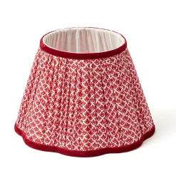 Chinoiserie Rechargeable Lamp with Red Lotus Shade (22cm)