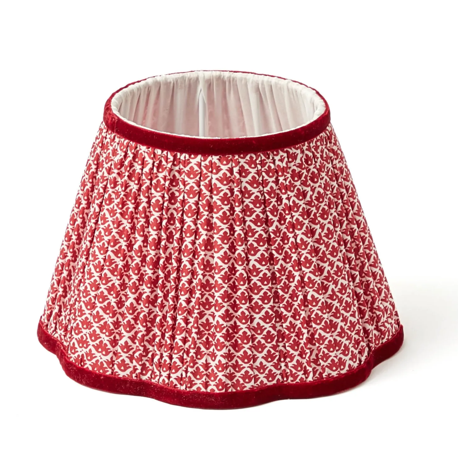 Chinoiserie Rechargeable Lamp with Red Lotus Shade (22cm)