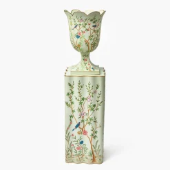 Chinoiserie Tole Urn & Pedestal