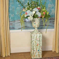 Chinoiserie Tole Urn & Pedestal