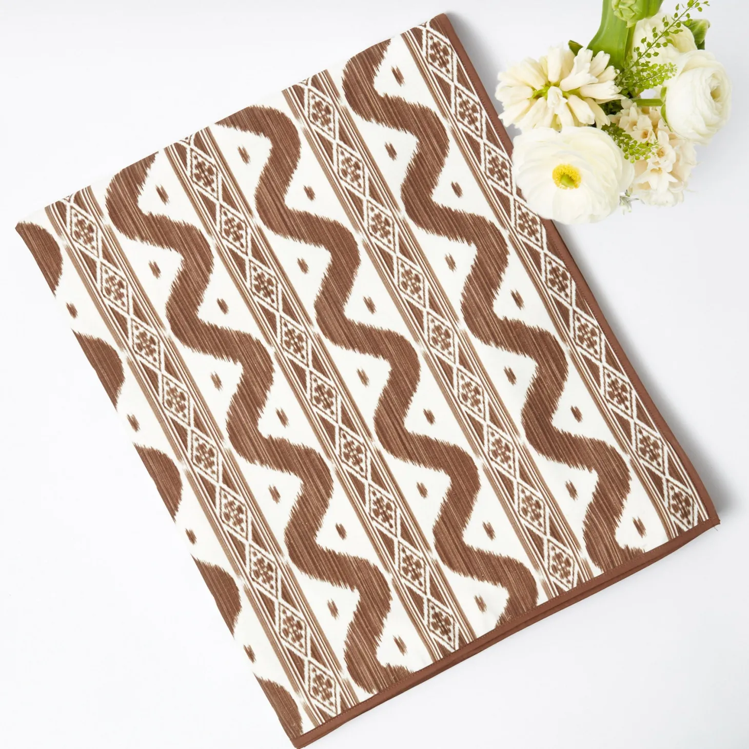 Chocolate Brown Ikat Tablecloth