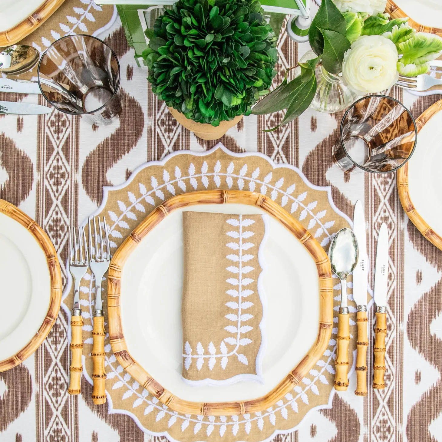 Chocolate Brown Ikat Tablecloth