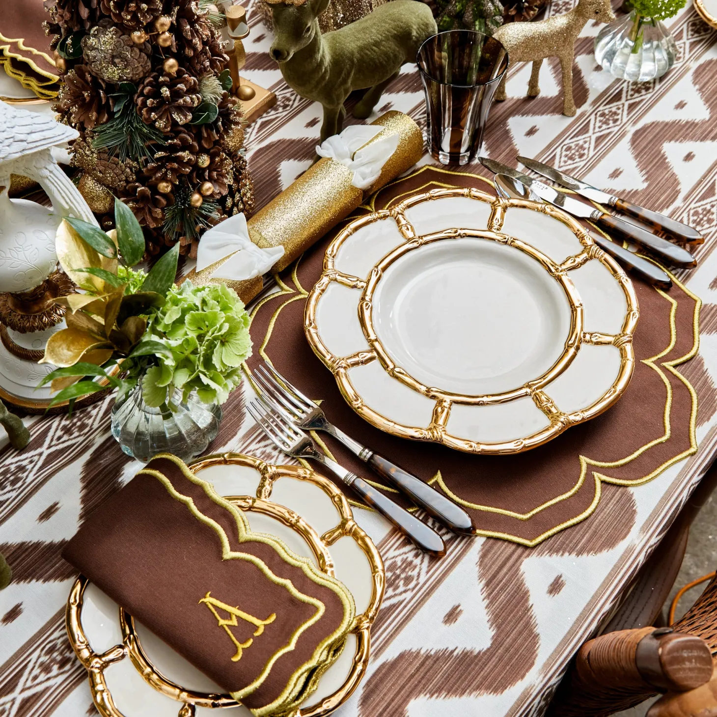 Chocolate Brown Ikat Tablecloth