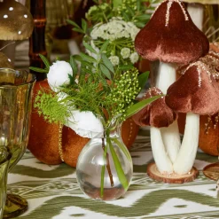 Chocolate Glitter Velvet Mushroom (Pair) - 25cm