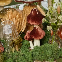 Chocolate Glitter Velvet Mushroom (Pair) - 25cm