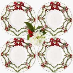 Christmas Garland Dinner & Starter Plates (Set of 8)