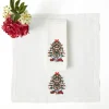 Christmas Tree White Linen Napkins (Set of 4)