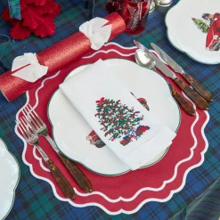Christmas Tree White Linen Napkins (Set of 4)