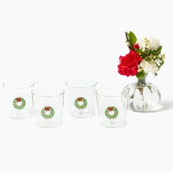 Christmas Wreath Glasses (Set of 4)