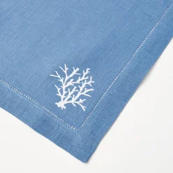 Coral Blue Linen Napkins (Set of 4)
