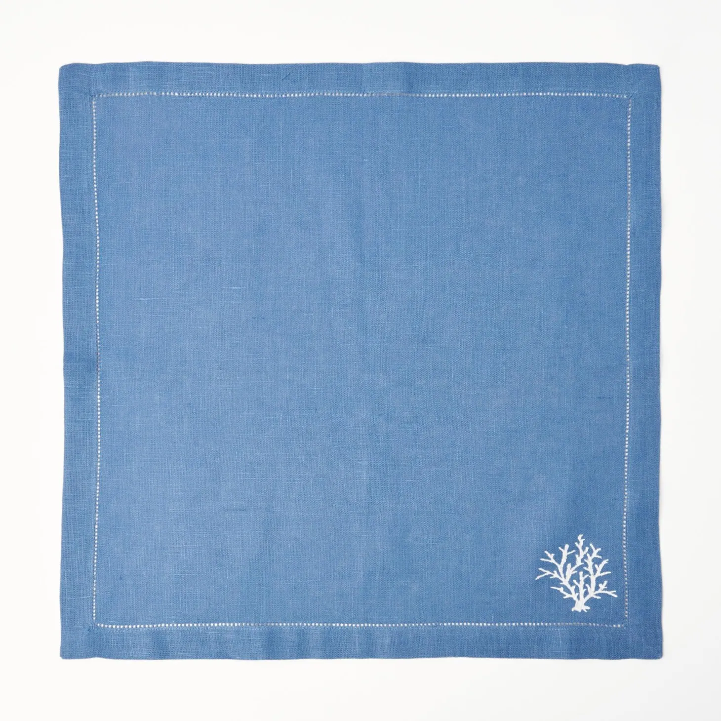 Coral Blue Linen Napkins (Set of 4)