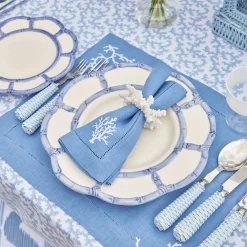 Coral Blue Linen Napkins (Set of 4)