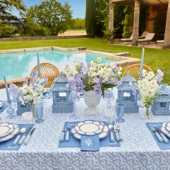 Coral Blue Linen Napkins (Set of 4)