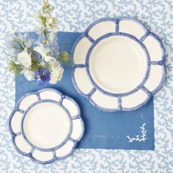 Coral Blue Linen Placemats & Napkins (Set of 4)