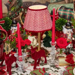 Corinthian Rechargeable Lamp with Red Lotus Shade (22cm)