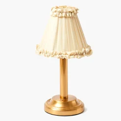 Corinthian Rechargeable Lamp with Cream Frilled Silk Shade (18cm)