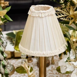 Corinthian Rechargeable Lamp with Cream Frilled Silk Shade (18cm)
