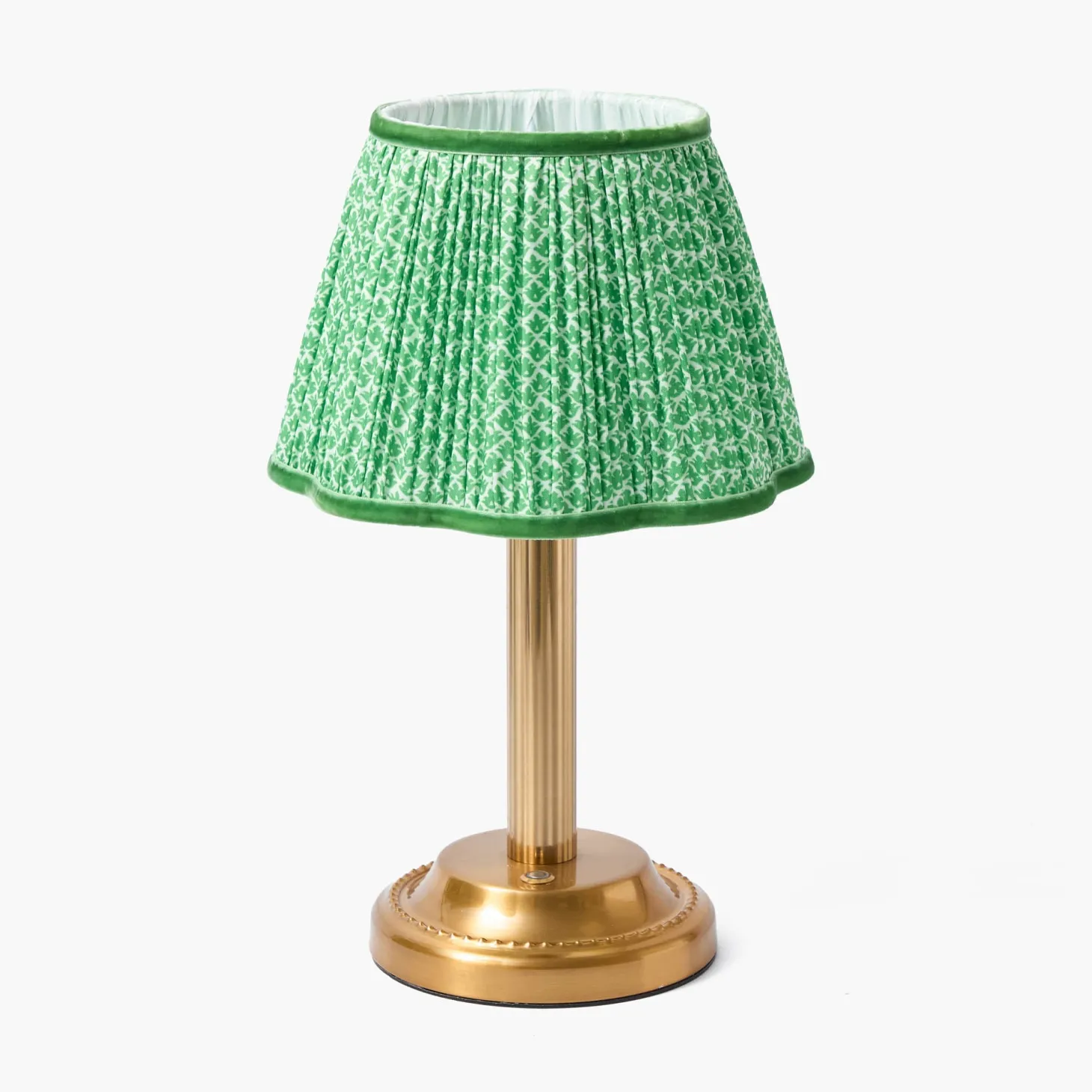 Corinthian Rechargeable Lamp with Green Lotus Shade (22cm)